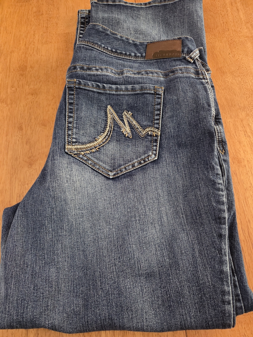 Maurices Medium Blue Boot Cut Jeans with Embroidered Back Pocket